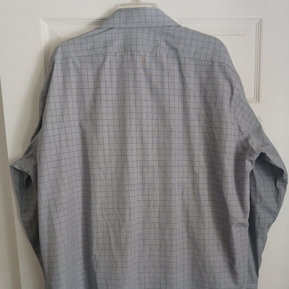 Calvin Klein Men's Dress Shirt Sz 2X White with Blue Plaid Long Sleeve Slim Fit - Picture 3 of 8